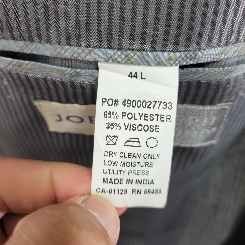 Joseph Abboud Men's Sport Coat Blazer Two Button Gray Herringbone Poly Blend 44L